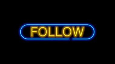 Siyah arkaplan üzerindeki animasyon sarı metin FOLLOW.