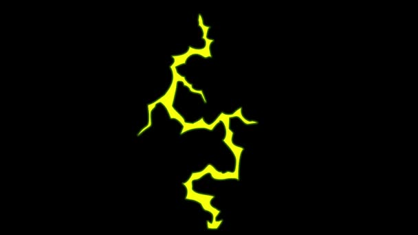 黑色背景上的动画黄色闪电 — 图库视频影像