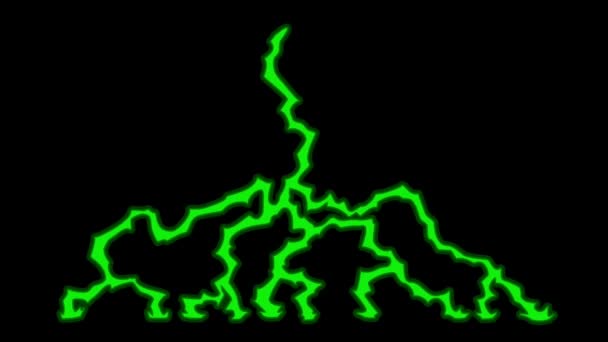 Animation Green Lightning Black Background — Stock Video