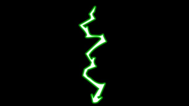 Animation Green Lightning Black Background — Stock Video