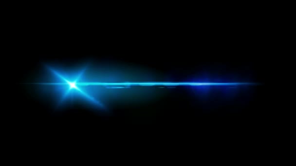 Suar Cahaya Biru Realistis Suar Lensa Pada Latar Belakang Hitam — Stok Video