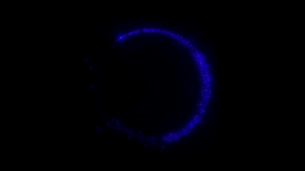 Blauw Licht Sprankelende Deeltjes Cirkel Vorm Zwarte Achtergrond — Stockvideo