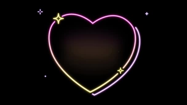 Animáció rózsaszín szövegdoboz szív alakja fekete háttér.
