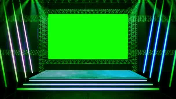 Haz Luz Verde Realista Brilla Escenario — Vídeos de Stock