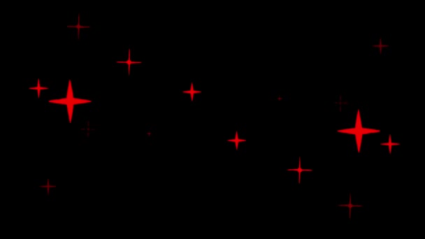 Анимационные Красные Звезды Образуют Блеск Черном Фоне — стоковое видео