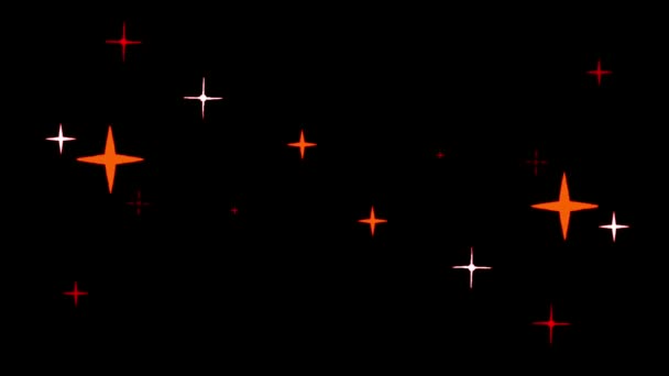 Animación Estrellas Blancas Rojas Forma Destellos Sobre Fondo Negro — Vídeo de stock