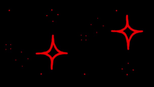 Animación Estrellas Rojas Forma Brilla Sobre Fondo Negro — Vídeos de Stock