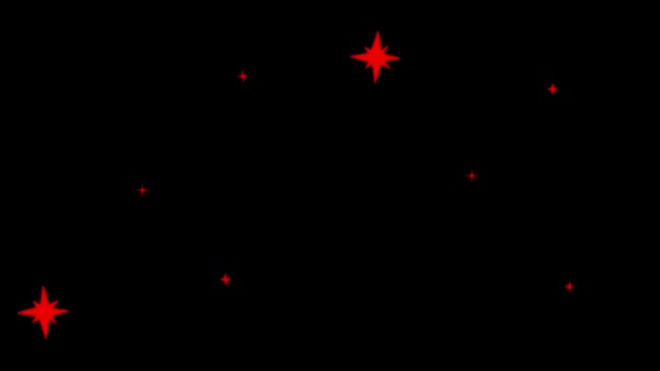 Animación Estrellas Rojas Forma Brilla Sobre Fondo Negro — Vídeos de Stock