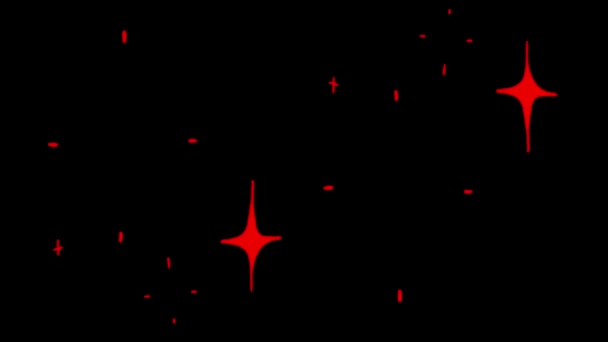 Animation Red Stars Shape Sparkles Black Background — Stock Video