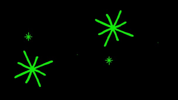 在黑色背景上的动画绿星形状闪烁着光芒 — 图库视频影像
