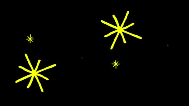 Animación Estrellas Amarillas Forma Brilla Sobre Fondo Negro — Vídeos de Stock