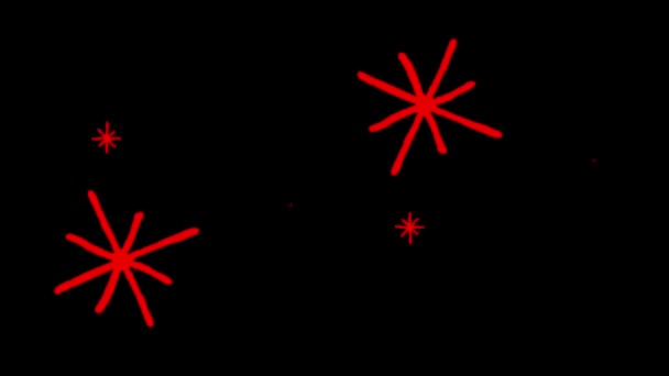 Animation rote Sterne Form funkelt auf schwarzem Hintergrund.