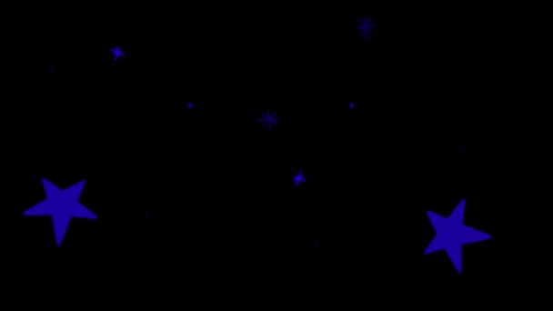 Синие Звезды Анимации Образуют Блеск Черном Фоне — стоковое видео