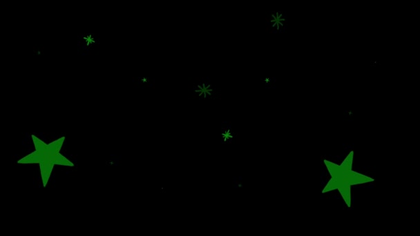 Animación Estrellas Verdes Forma Brilla Sobre Fondo Negro — Vídeo de stock