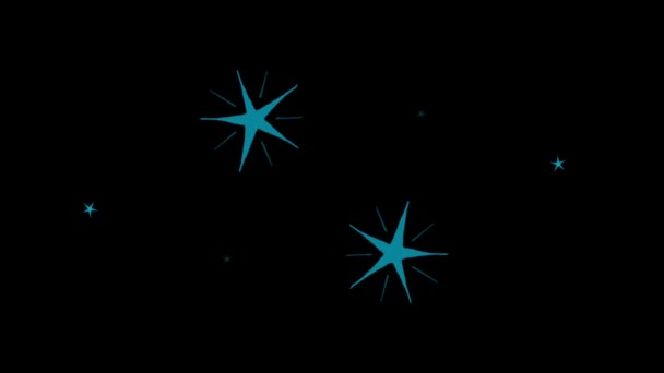 Animação Estrelas Azuis Forma Brilhos Fundo Preto — Vídeo de Stock