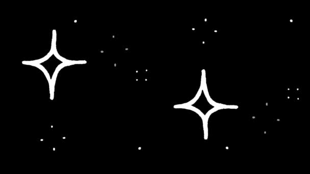 Animação Estrelas Brancas Forma Brilhos Fundo Preto — Vídeo de Stock