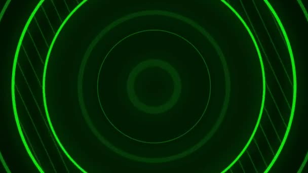 Realistico Cerchio Luce Verde Forma Sfondo Nero — Video Stock