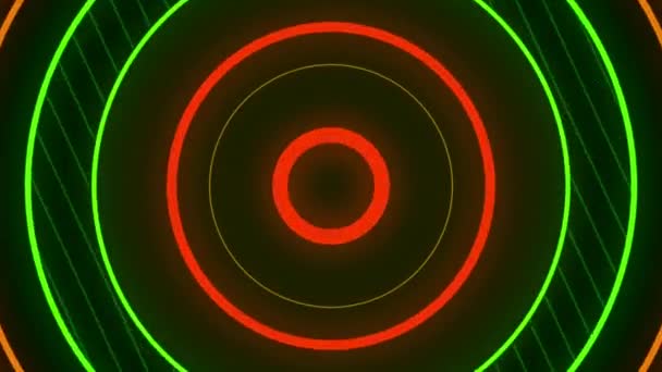 黒の背景に本物の緑と赤の光の円の形 — ストック動画