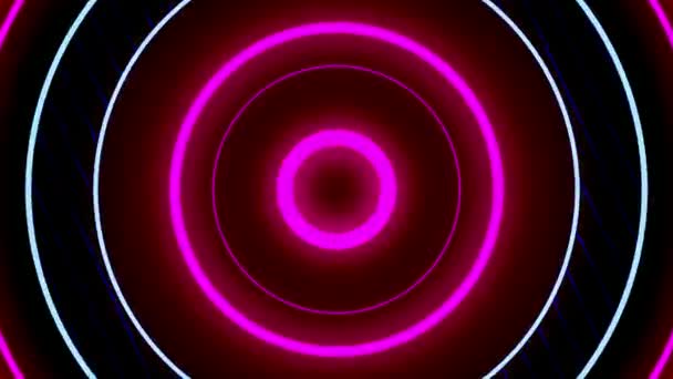 黒の背景にリアルなピンクの光の円の形 — ストック動画