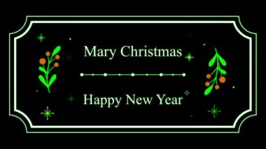 Animasyon metni Mary Chrismas Ve beyaz elle çizim karesi karesi izole Mutlu Yıllar.