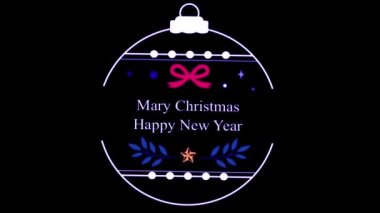 Animasyon metni Mary Chrismas Ve beyaz elle çizilmiş ciecle çerçeve izole Mutlu Yıllar.