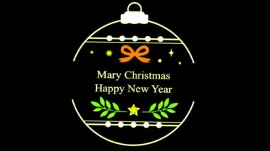 Animasyon metni Mary Chrismas Ve beyaz el çizimi çerçeve izole ile mutlu yıllar.