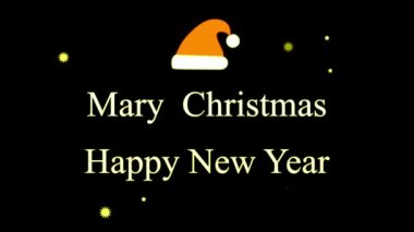 Animasyon metni Mary Chrismas Ve beyaz el çizimi çerçeve izole ile mutlu yıllar.