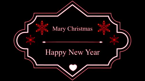 Анімаційний Текст Mary Chrismas Happy New Year Білим Малюнком Рамки — стокове відео