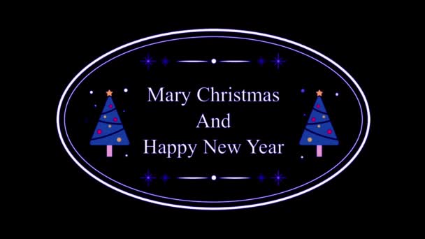 Animation Text Mary Chrismas Happy New Year White Hand Draw — Stock Video