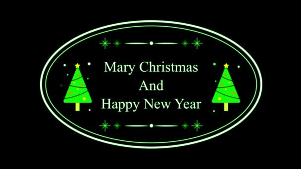 Animationstext Mary Chrismas Happy New Year Mit Weißer Hand Zeichnen — Stockvideo