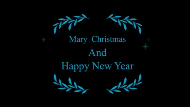 Κείμενο Κινουμένων Σχεδίων Mary Christmas Και Ευτυχισμένο Νέο Έτος Λευκό — Αρχείο Βίντεο