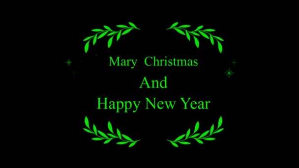 Texto Animación Mary Chrismas Feliz Año Nuevo Con Marco Dibujo — Vídeo de stock