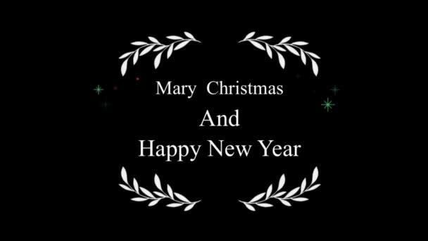 Animation Text Mary Chrismas Happy New Year White Hand Draw — Stock Video