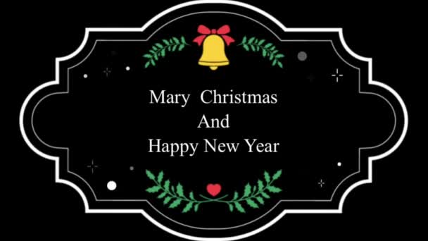 Animace text Mary Vánoce a šťastný nový rok s bílou rukou kreslit rám izolovat.