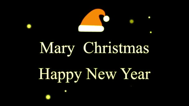 Анимационный Текст Mary Chrismas Happy New Year White Hand Draw — стоковое видео