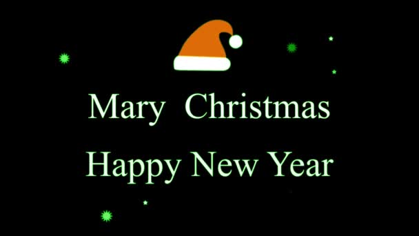 Animation Text Mary Chrismas Happy New Year White Hand Draw — Stock Video