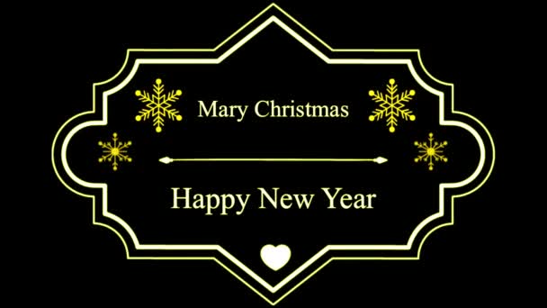 애니메이션 텍스트 Mary Chrismas Happy New Year 손으로 프레임 — 비디오