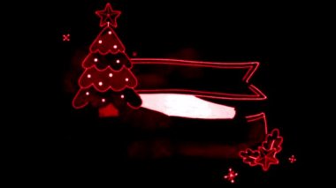 Siyah arkaplan ile Noel için animasyon kırmızı el çizimi çerçevesi.