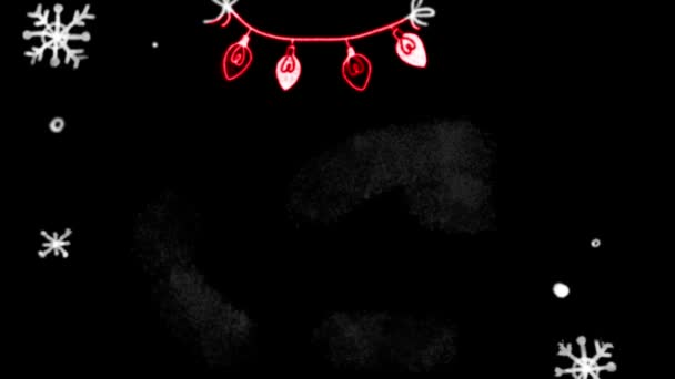 Cadre Dessin Main Rouge Animation Pour Noël Avec Fond Noir — Video