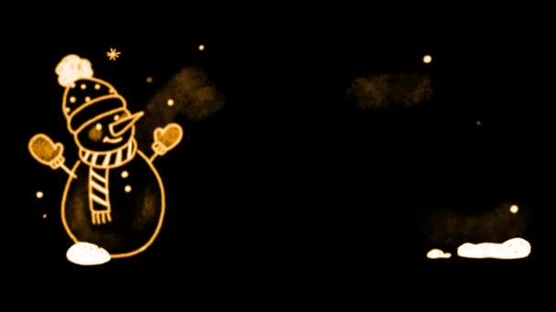 具有黑色背景的圣诞节动画橙色手绘画框 — 图库视频影像