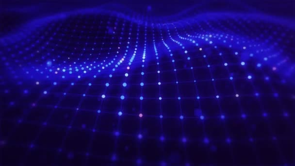 技術の背景概念のための青いデジタル粒子波とデジタルデータネットワーク接続 — ストック動画