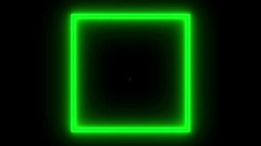 Siyah arkaplan üzerindeki metin kutusu için animasyon renkli neon ışıklı geometrik şekil.