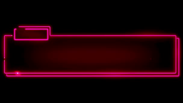 Animation Colorful Neon Light Geometric Shape Text Box Black Background — 图库视频影像