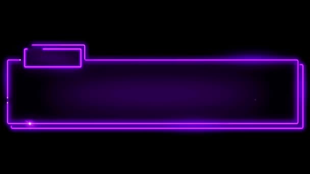 Animation Colorful Neon Light Geometric Shape Text Box Black Background — 图库视频影像
