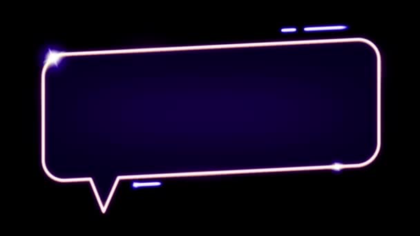 Animation Colorful Neon Light Geometric Shape Text Box Black Background — Stockvideo
