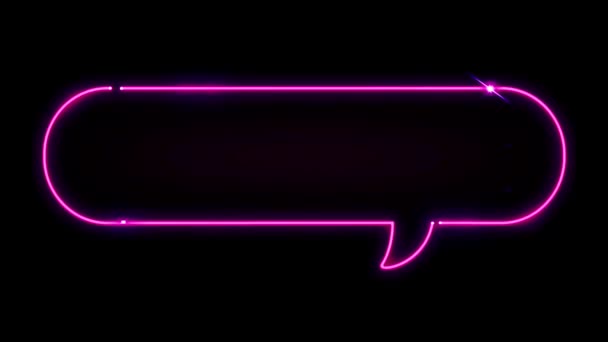 Animation Colorful Neon Light Geometric Shape Text Box Black Background — Stockvideo