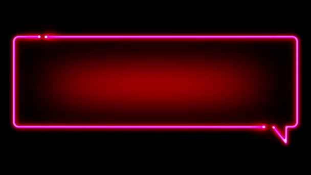 アニメーションピンクネオンの光の幾何学的な形状のテキストの黒の背景 — ストック動画