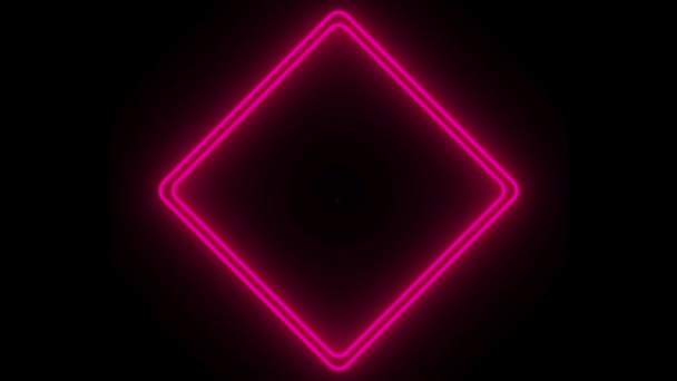 Animace Růžové Neonové Světlo Geometrický Tvar Pro Text Černém Pozadí — Stock video