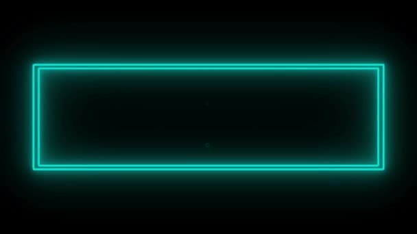 Animation Blue Neon Light Geometric Shape Text Black Background — Stockvideo