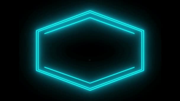 Animation Arktisches Neonlicht Geometrische Form Für Text Auf Schwarzem Hintergrund — Stockvideo